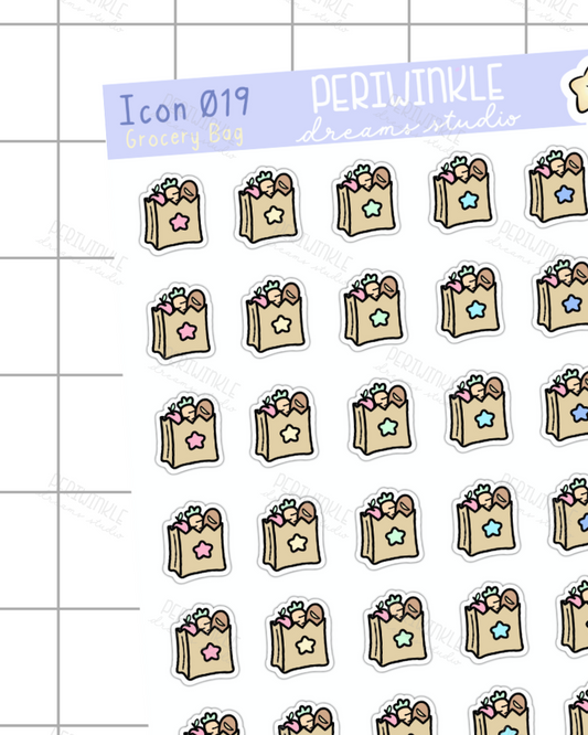 Grocery Bag Icon Planner Stickers