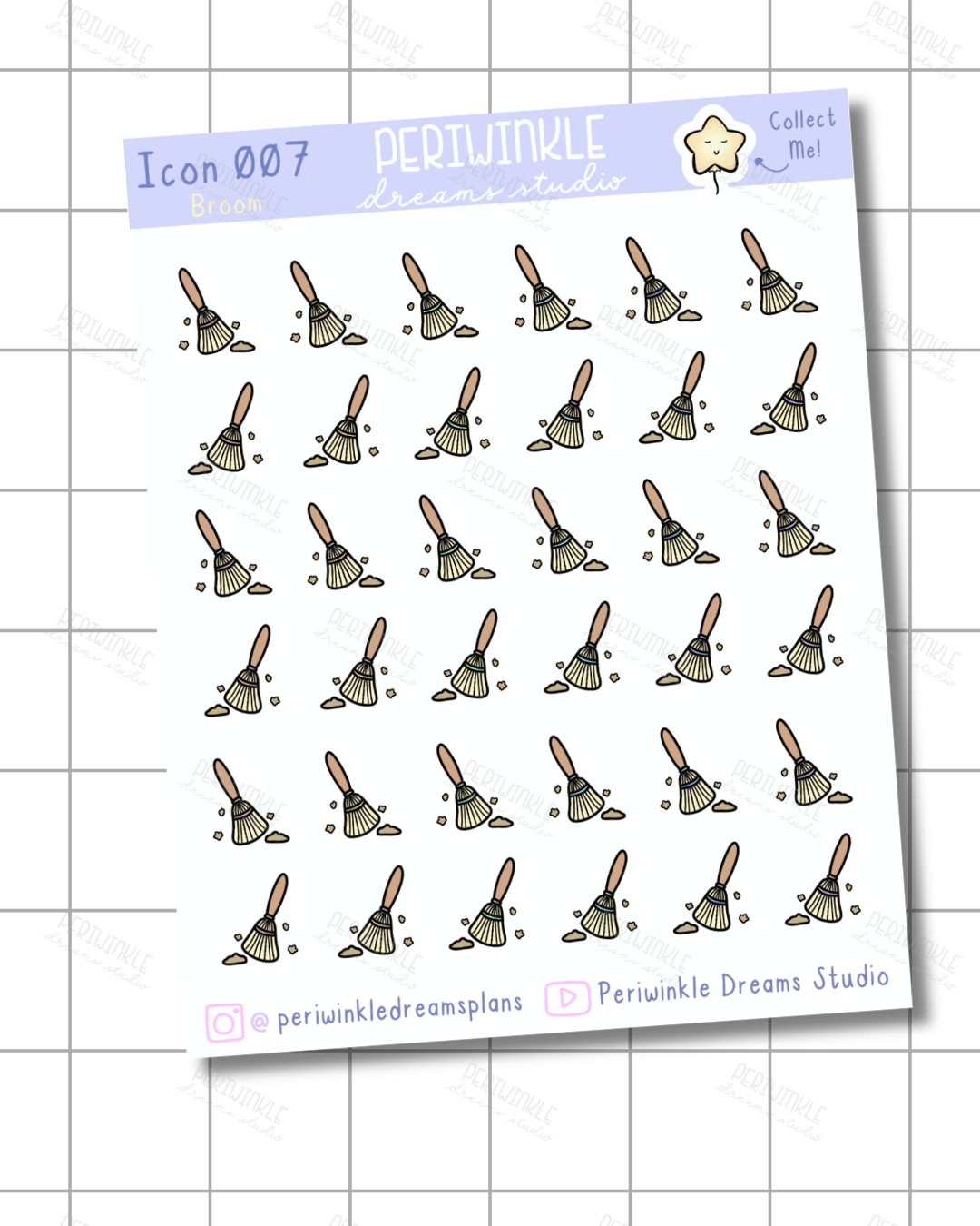 Broom Icon Planner Stickers