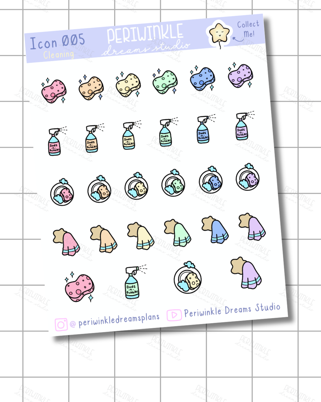 Cleaning Icon Planner Stickers