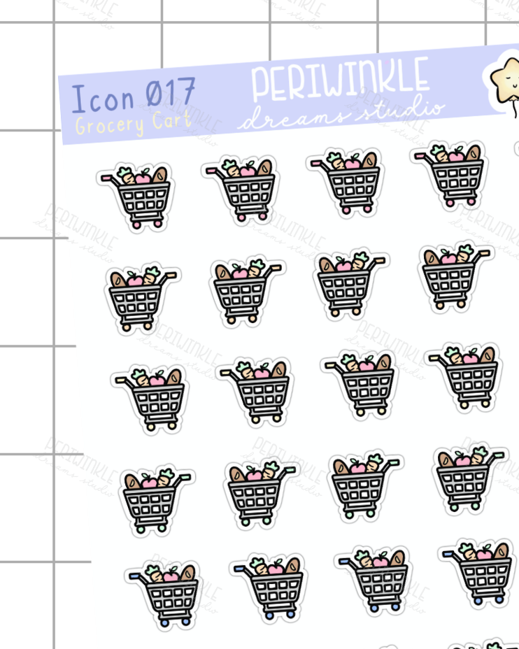 Grocery Cart Icon Planner Stickers
