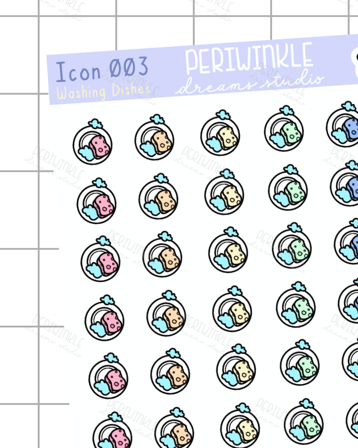 Washing Dishes Icon Planner Stickers