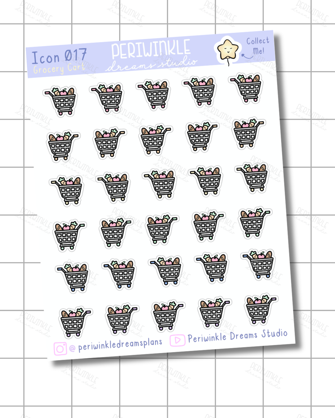 Grocery Cart Icon Planner Stickers