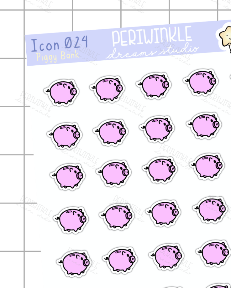 Piggy Bank Icon Planner Stickers