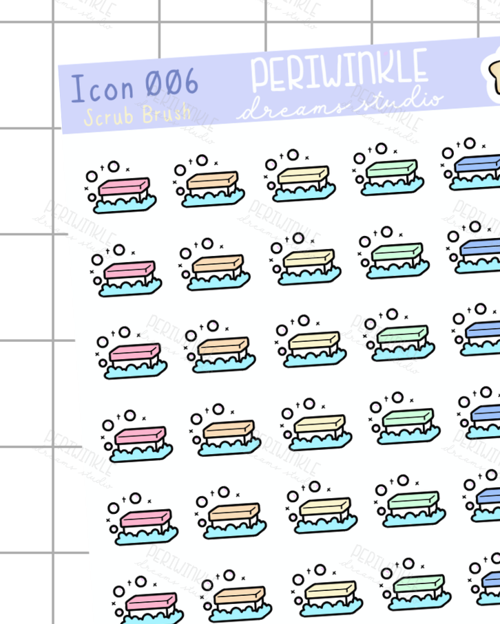 Scrub Brush Icon Planner Stickers