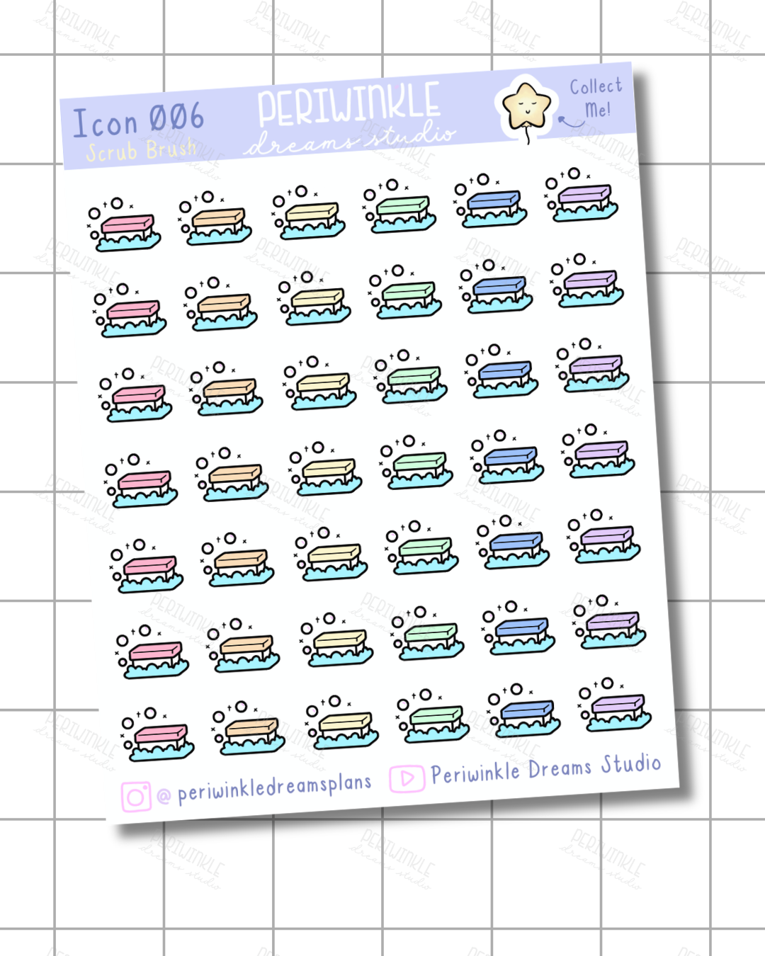 Scrub Brush Icon Planner Stickers