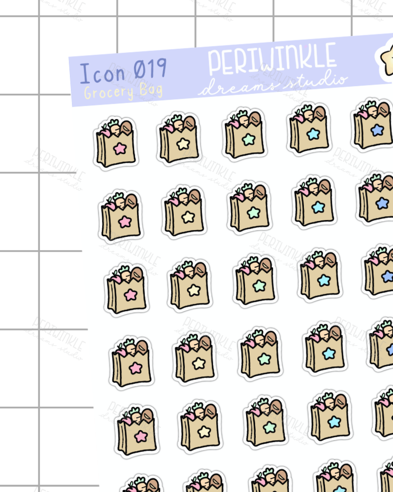 Grocery Bag Icon Planner Stickers