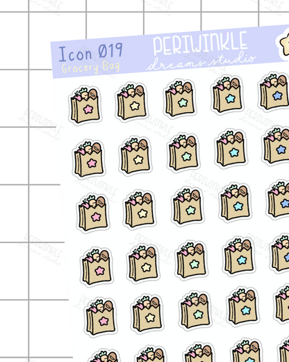 Grocery Bag Icon Planner Stickers
