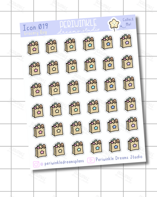 Grocery Bag Icon Planner Stickers