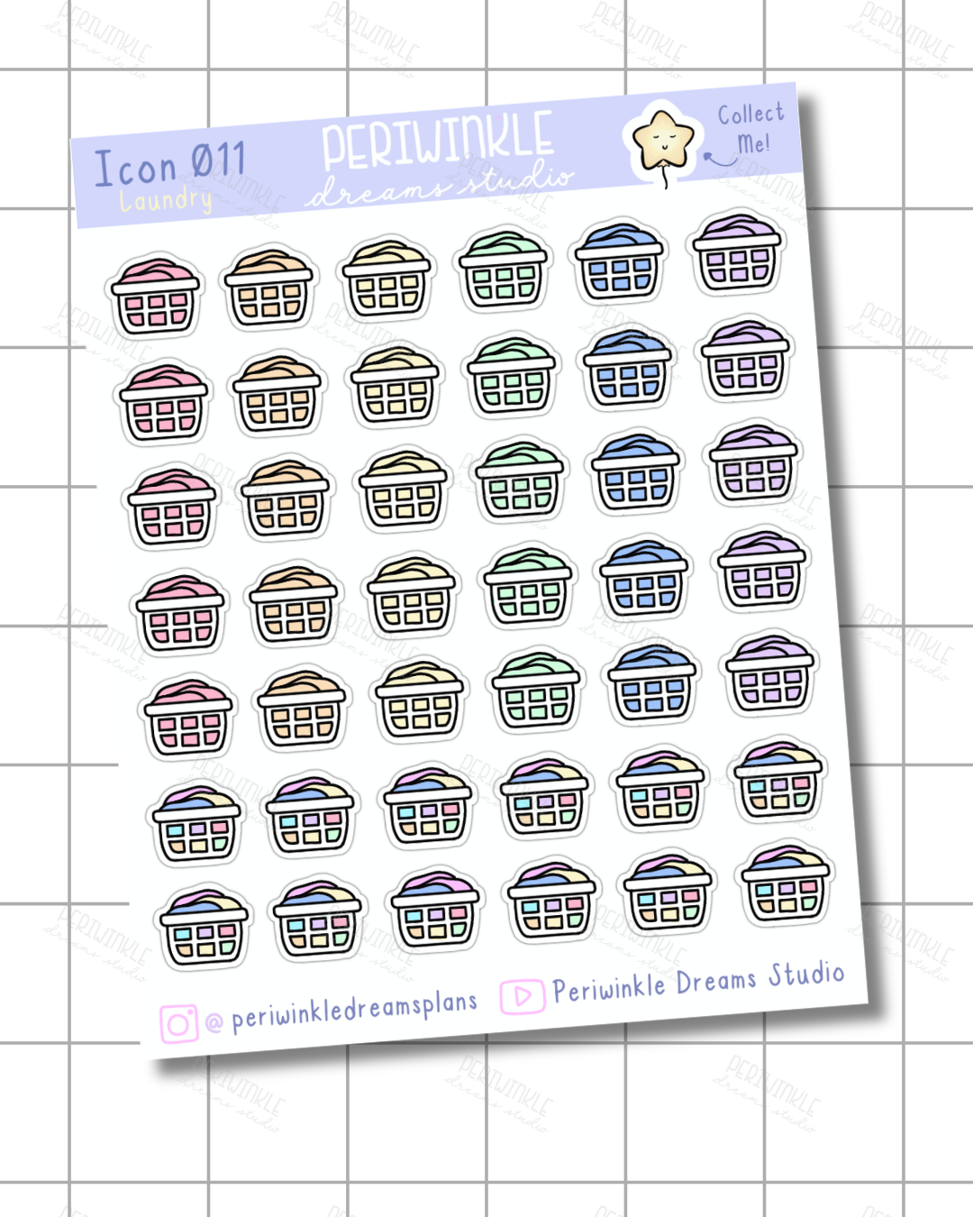 Laundry Basket Icon Planner Stickers
