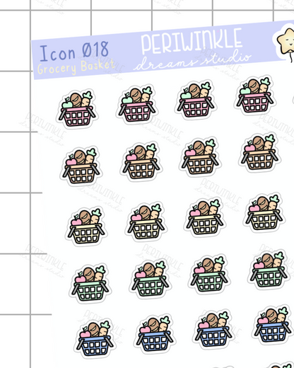 Grocery Basket Icon Planner Stickers