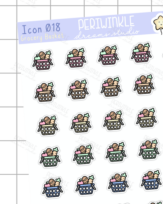 Grocery Basket Icon Planner Stickers
