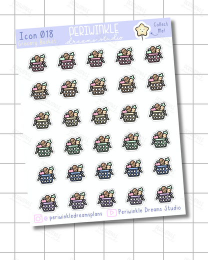 Grocery Basket Icon Planner Stickers