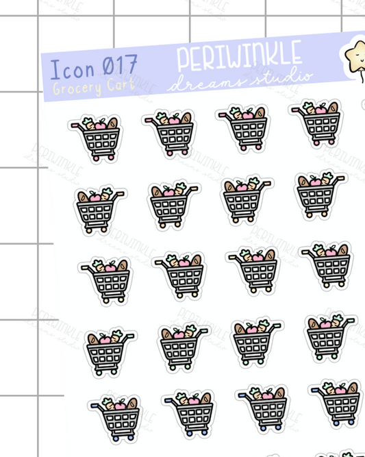 Grocery Cart Icon Planner Stickers