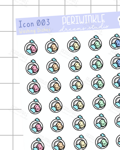 Washing Dishes Icon Planner Stickers