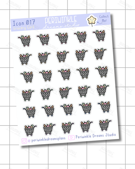 Grocery Cart Icon Planner Stickers