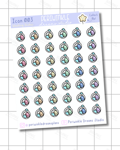 Washing Dishes Icon Planner Stickers