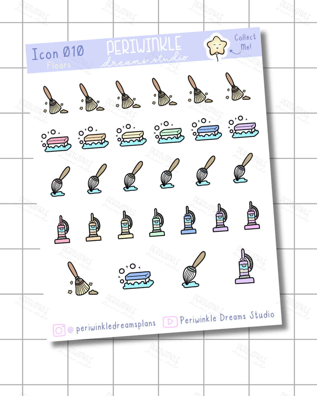 Cleaing the Floors Icon Planner Stickers