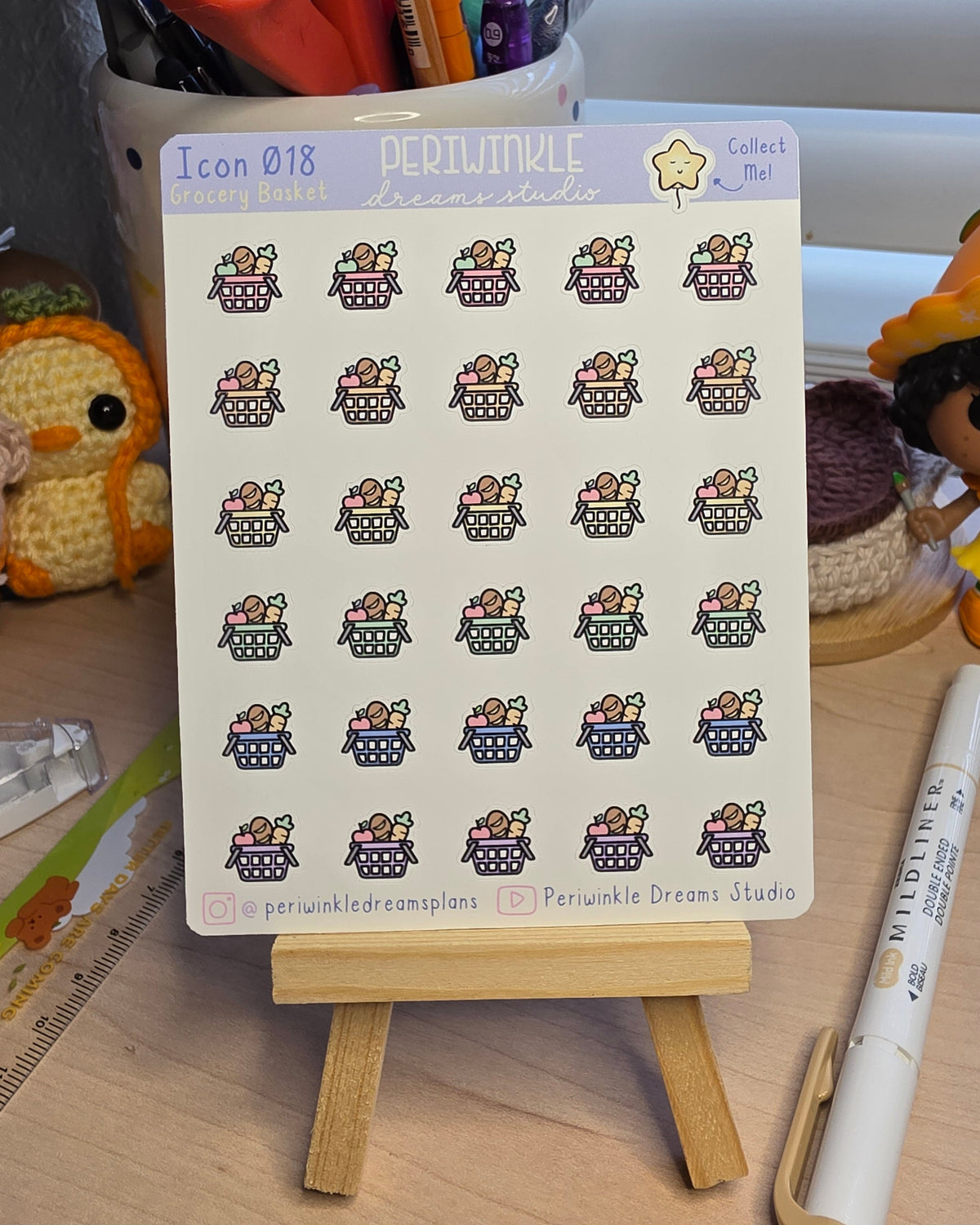 Grocery Basket Icon Planner Stickers