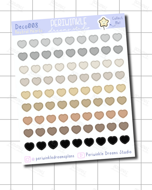 Neutral Heart Deco Stickers
